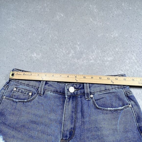 Indigo Rein Shorts Womens Size 9 Waist 28 Stretch Distressed Raw Hem Jean Shorts - Picture 6 of 12